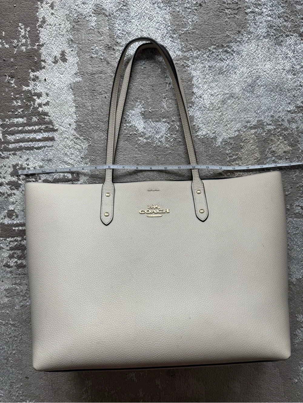 Coach City Cream Pebbled Leather Tote in Chalk